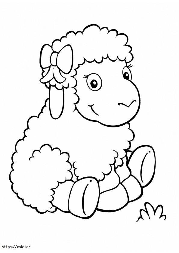 Istuva lammas värityskuva