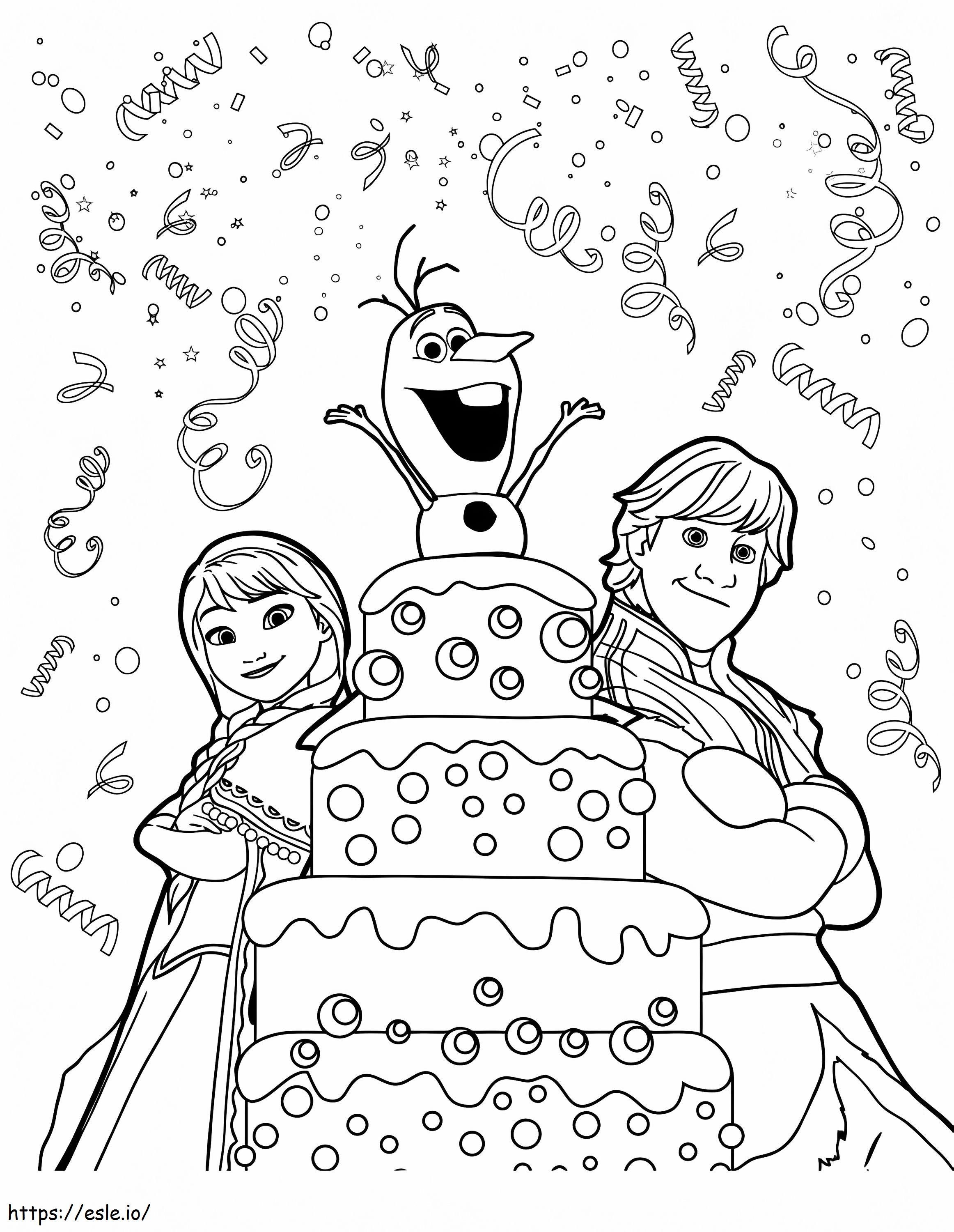 Kristoff And Anna Birthday Surprise From Olaf Coloring Page