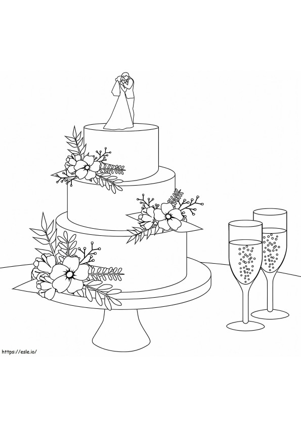 Coloriage Gâteau de mariage 2 à imprimer dessin