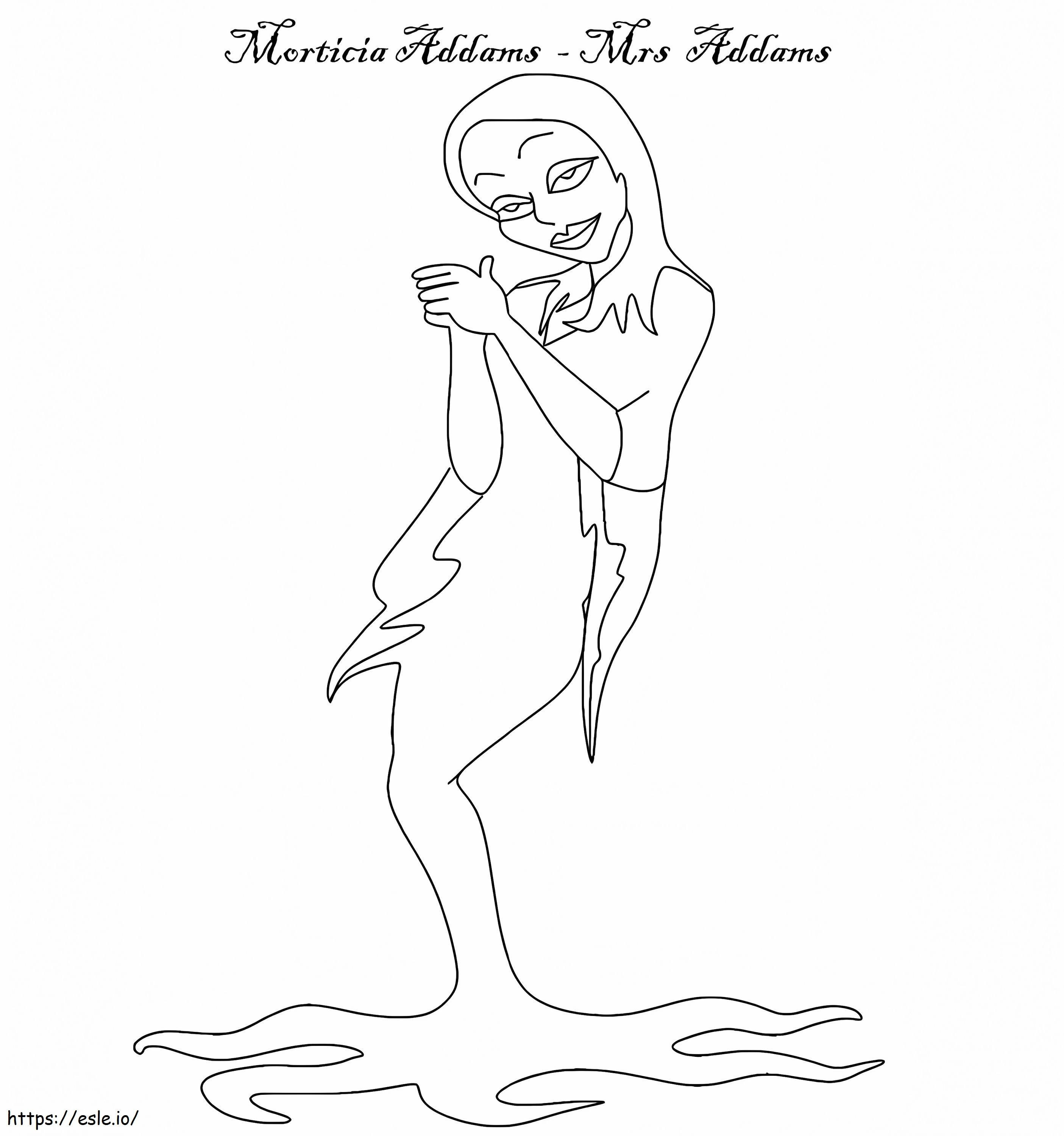 Coloriage Morticia Addams à imprimer dessin
