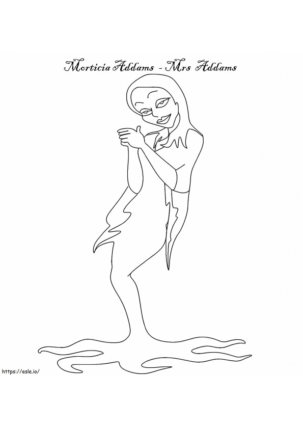 Coloriage Morticia Addams à imprimer dessin