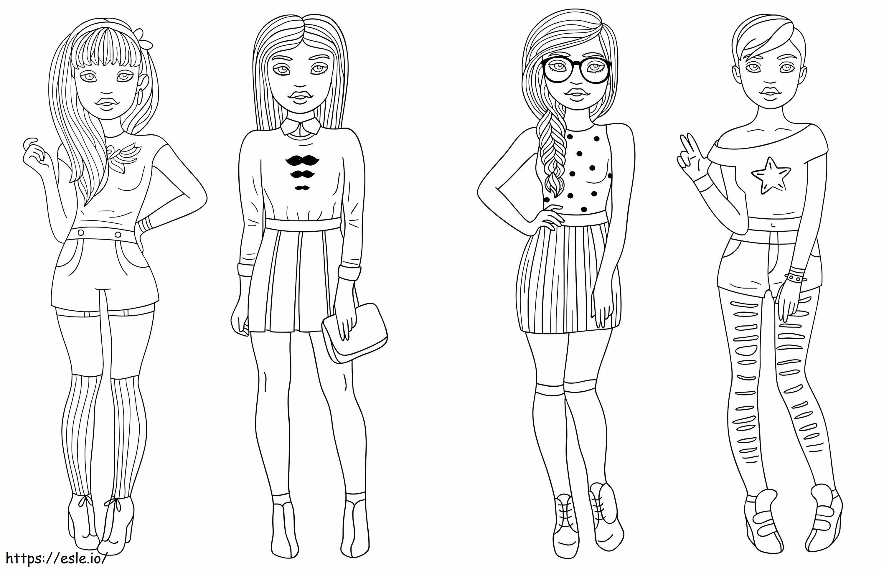 Fashionable Girls coloring page