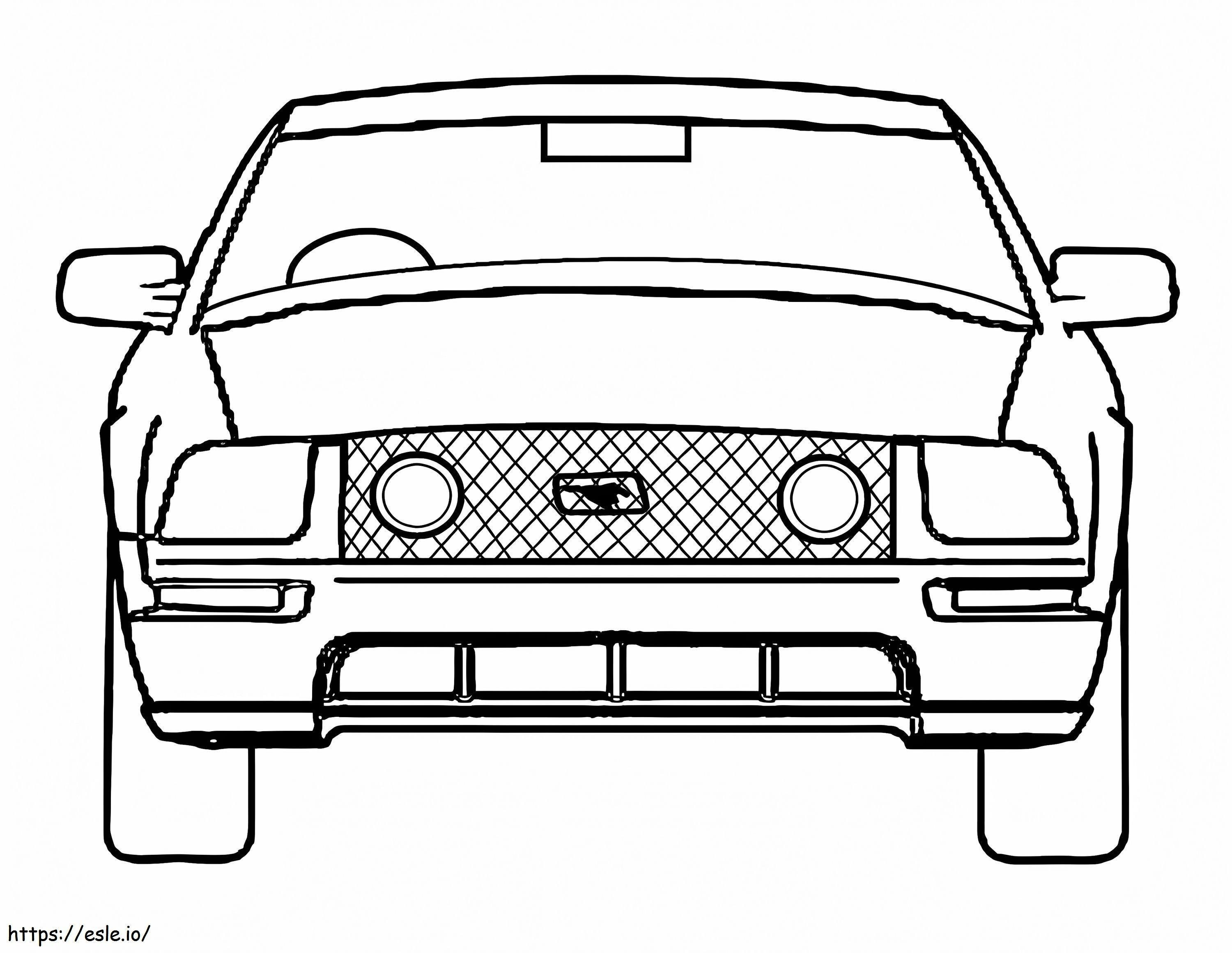 Vista frontal do Mustang para colorir