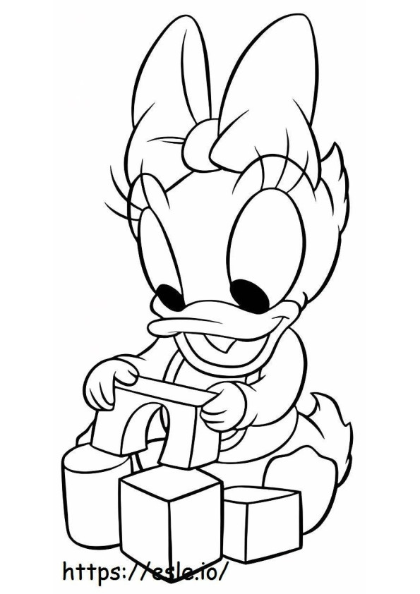 Bayi Daisy Duck sedang bermain game Gambar Mewarnai