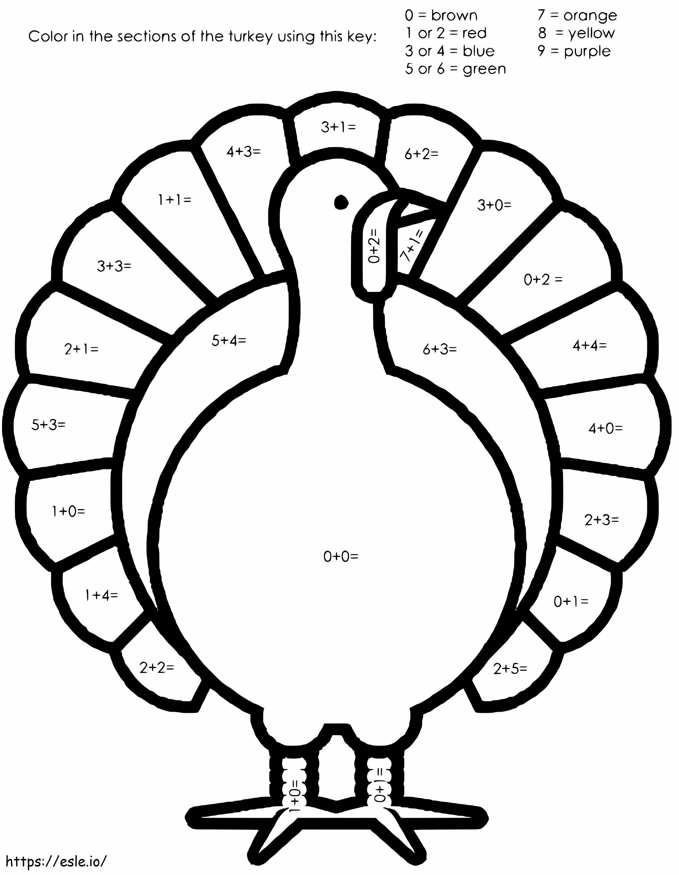 Simple Turkey Color By Number coloring page
