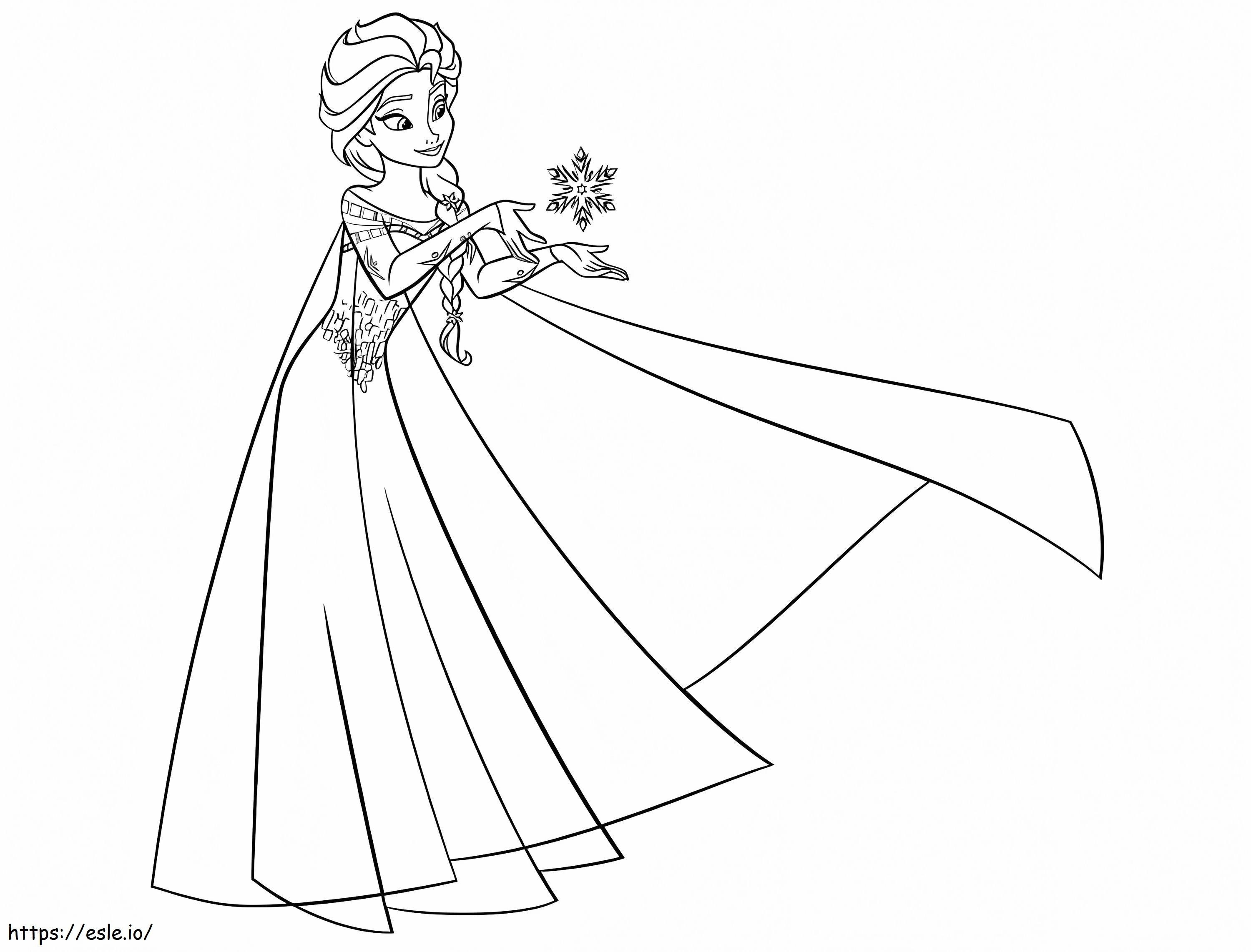 Elsa con fiocco di neve da colorare