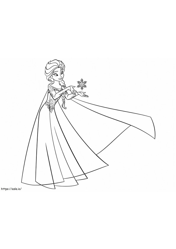 Elsa com floco de neve para colorir