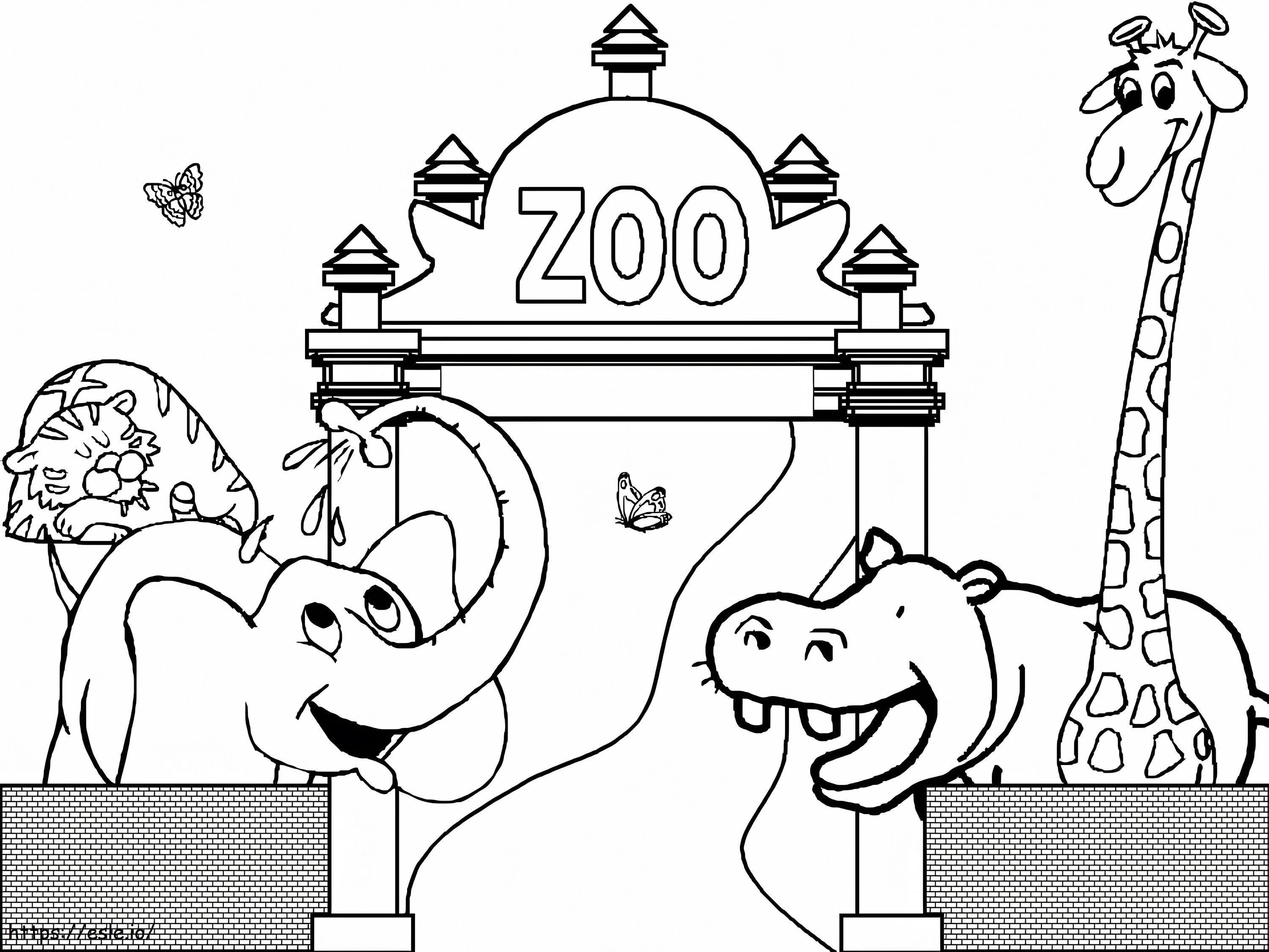 Animais felizes do zoológico para colorir