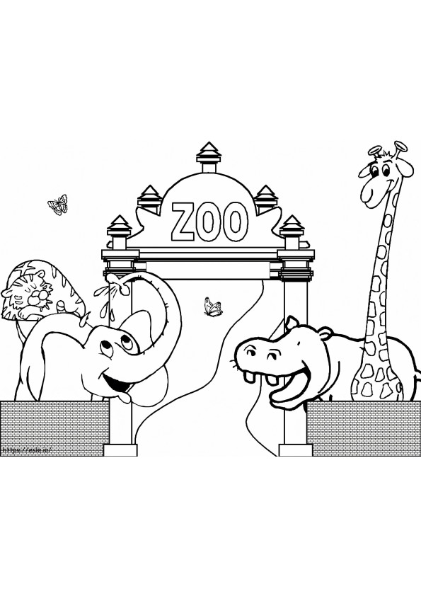 Animais felizes do zoológico para colorir