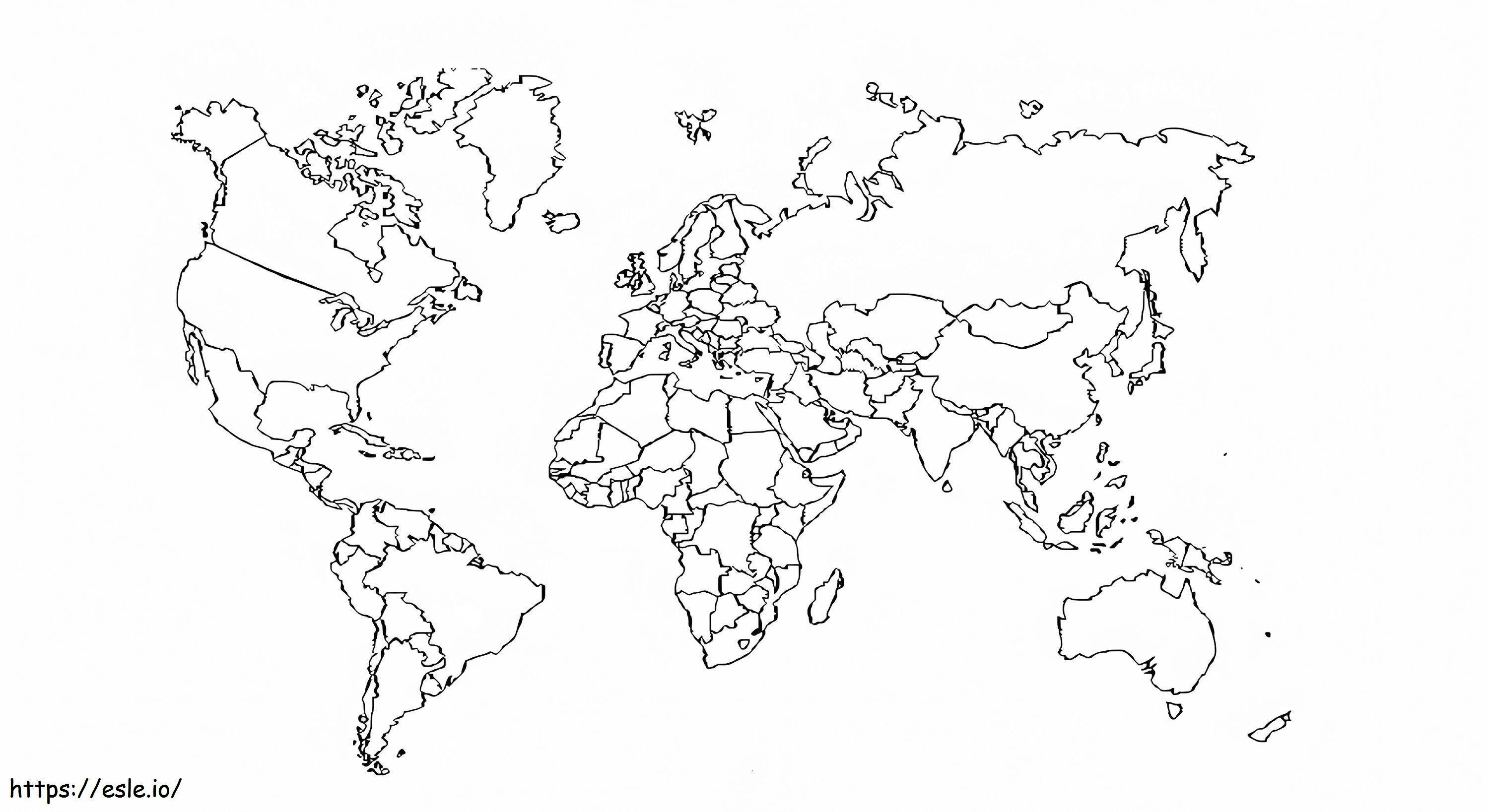 Mappa del mondo da colorare da colorare