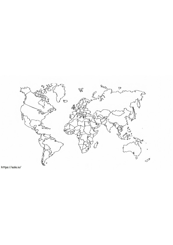 Mappa del mondo da colorare da colorare