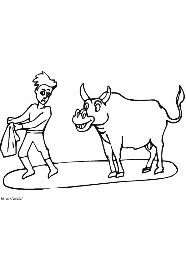 Toreador And Bull coloring page