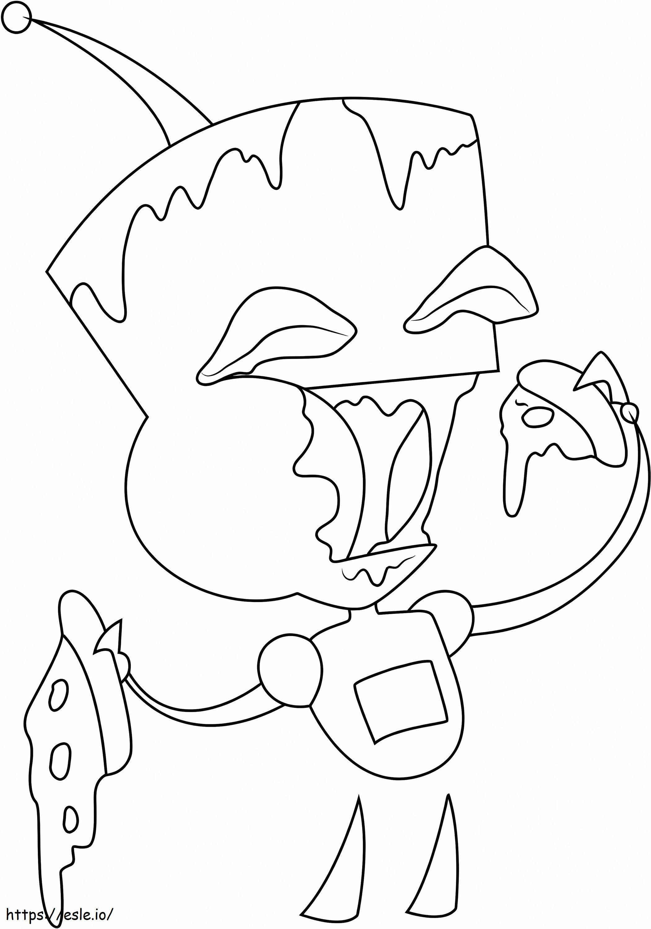 Gir Eating Pizza coloring page