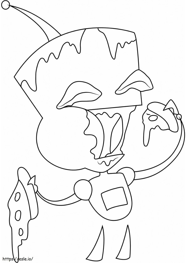 Gir Eating Pizza coloring page
