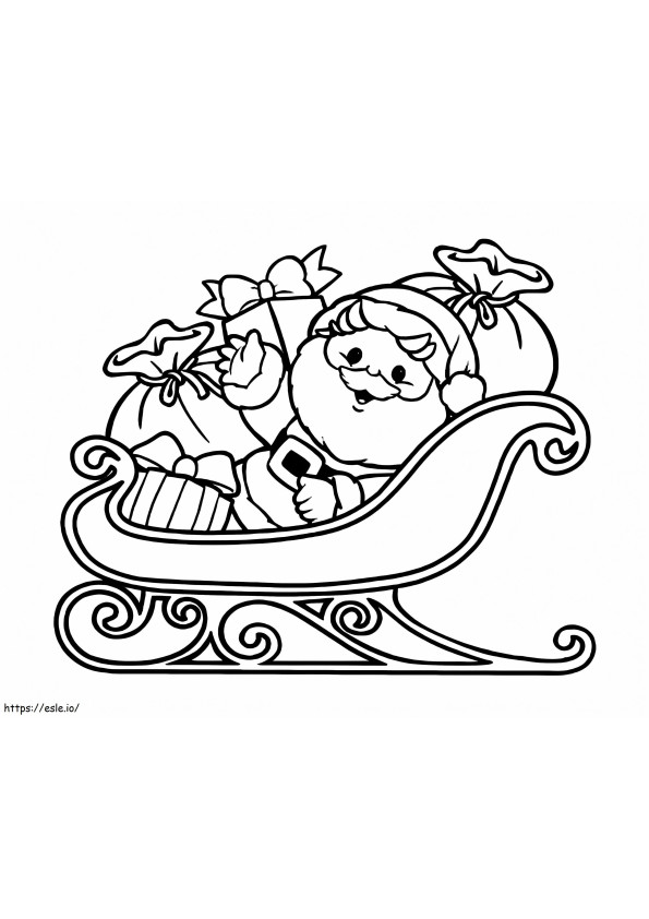 Coloriage Père Noël sur traîneau à imprimer dessin