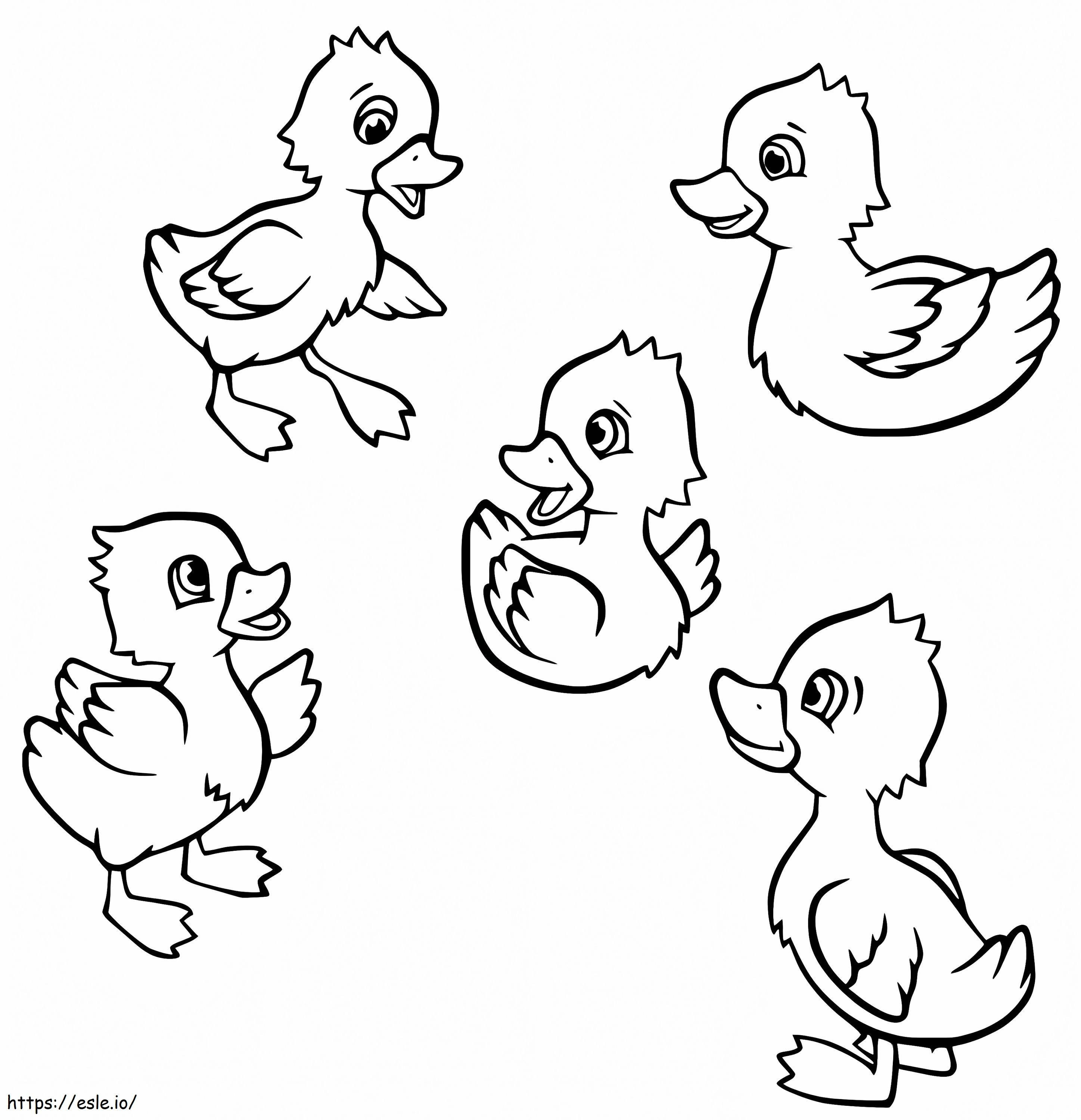 Five Ducklings coloring page