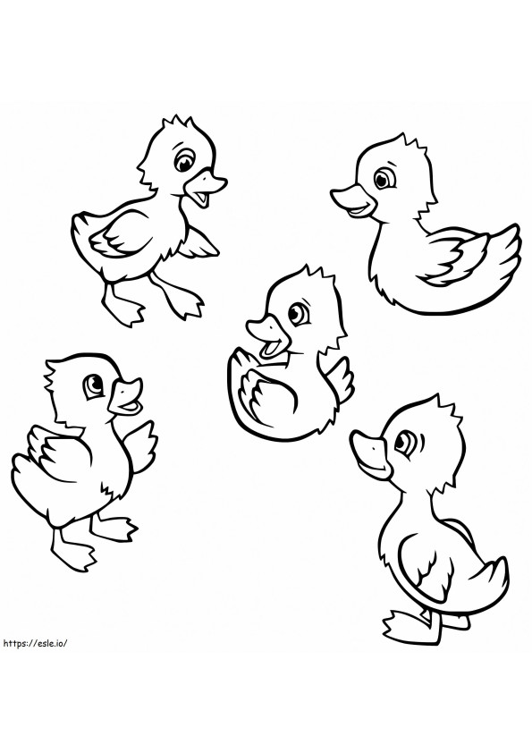 Fünf Entenküken ausmalbilder