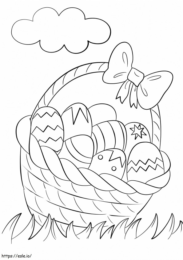 Coloriage Panier d'oeufs de Pâques à imprimer dessin