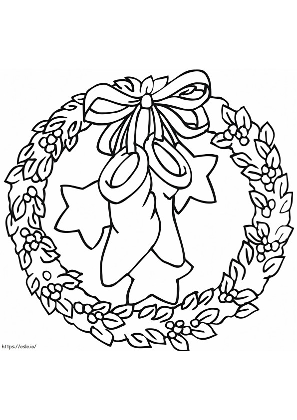 Wreath And Christmas Stocking coloring page
