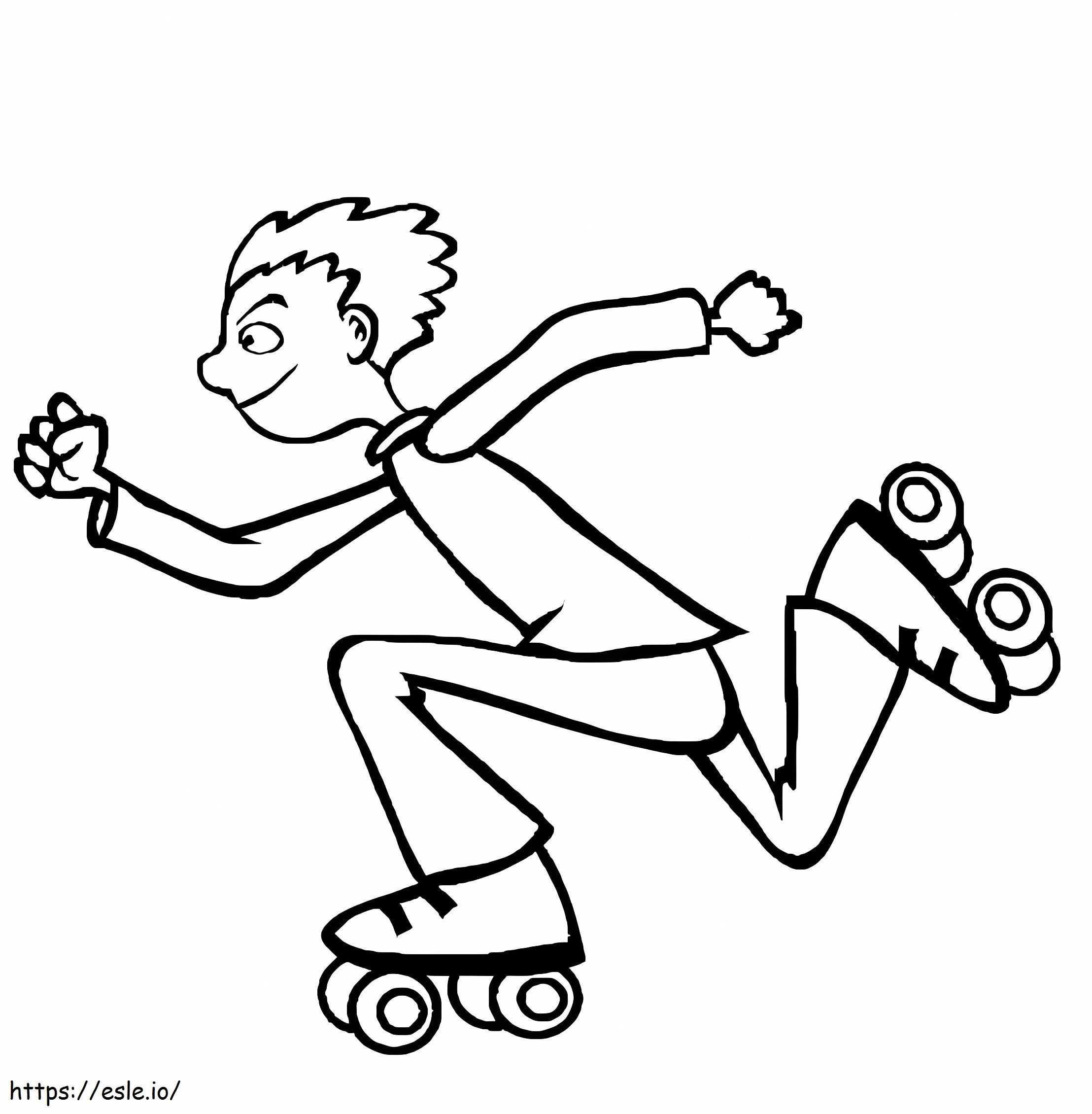 Băiat cu patine cu rotile de colorat