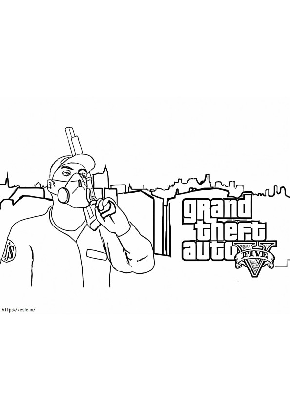Guy With Gun GTA 5 coloring page