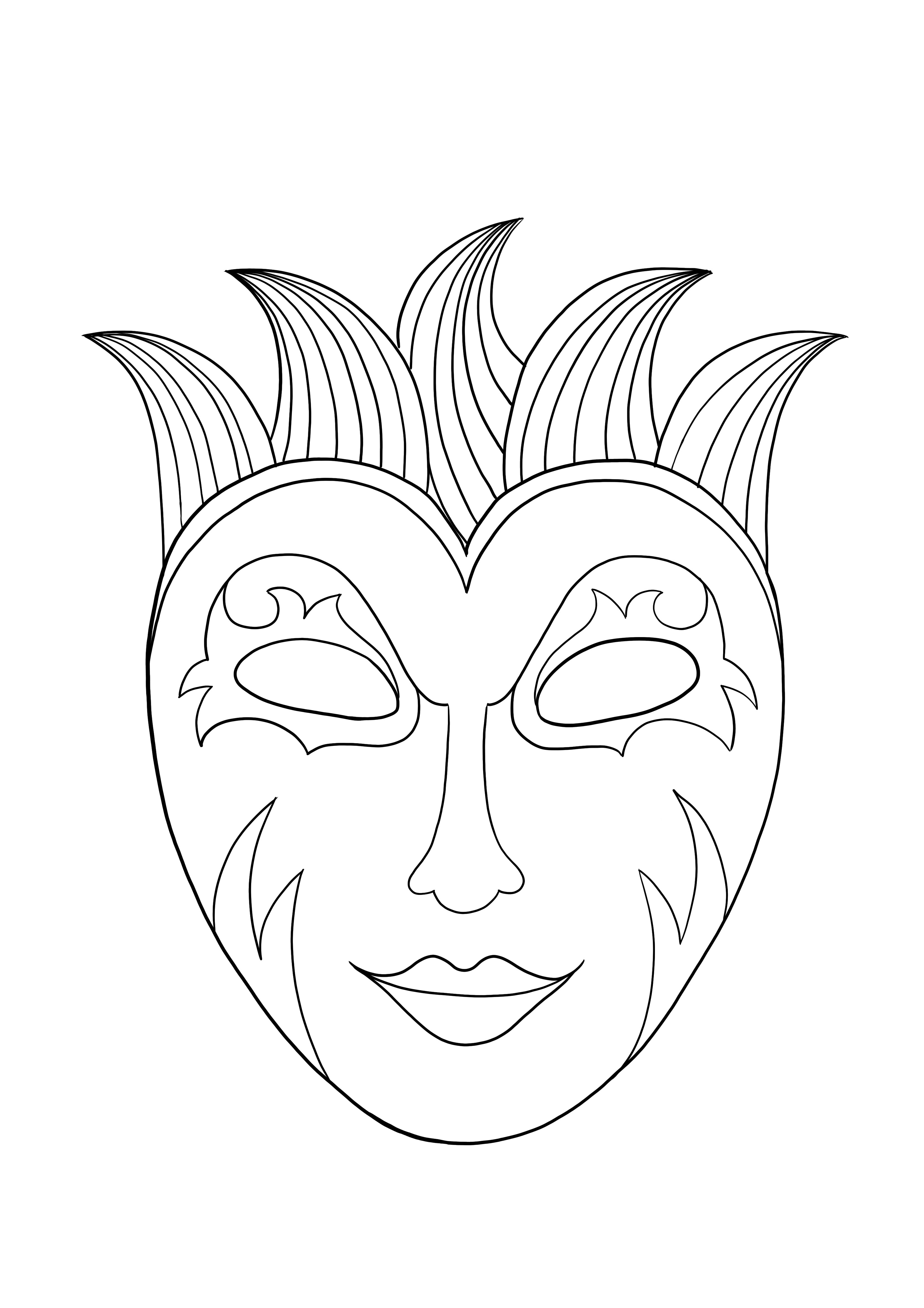 Download gratuito della maschera del Mardi Gras e foglio da colorare