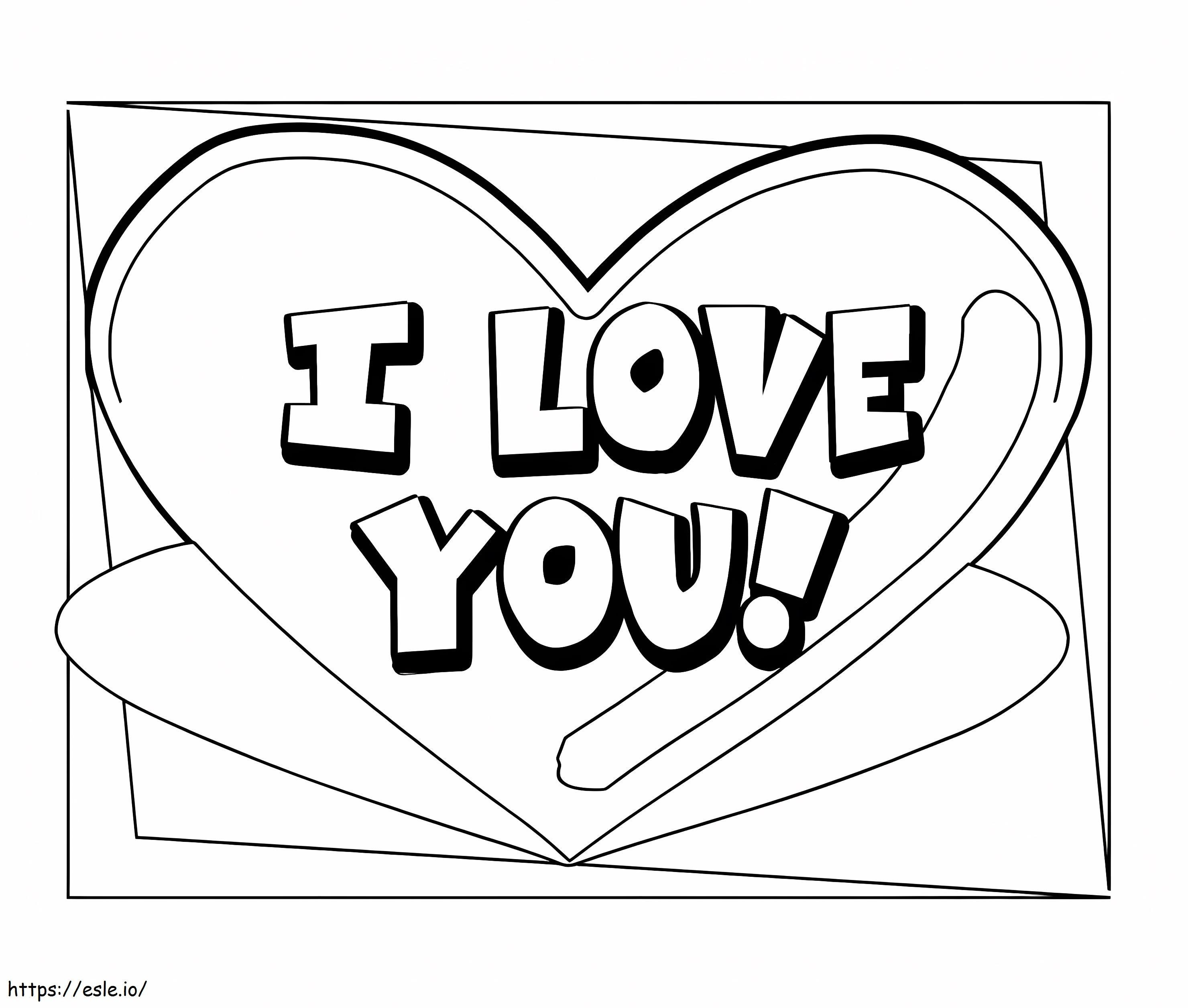 Love You Valentine Heart coloring page