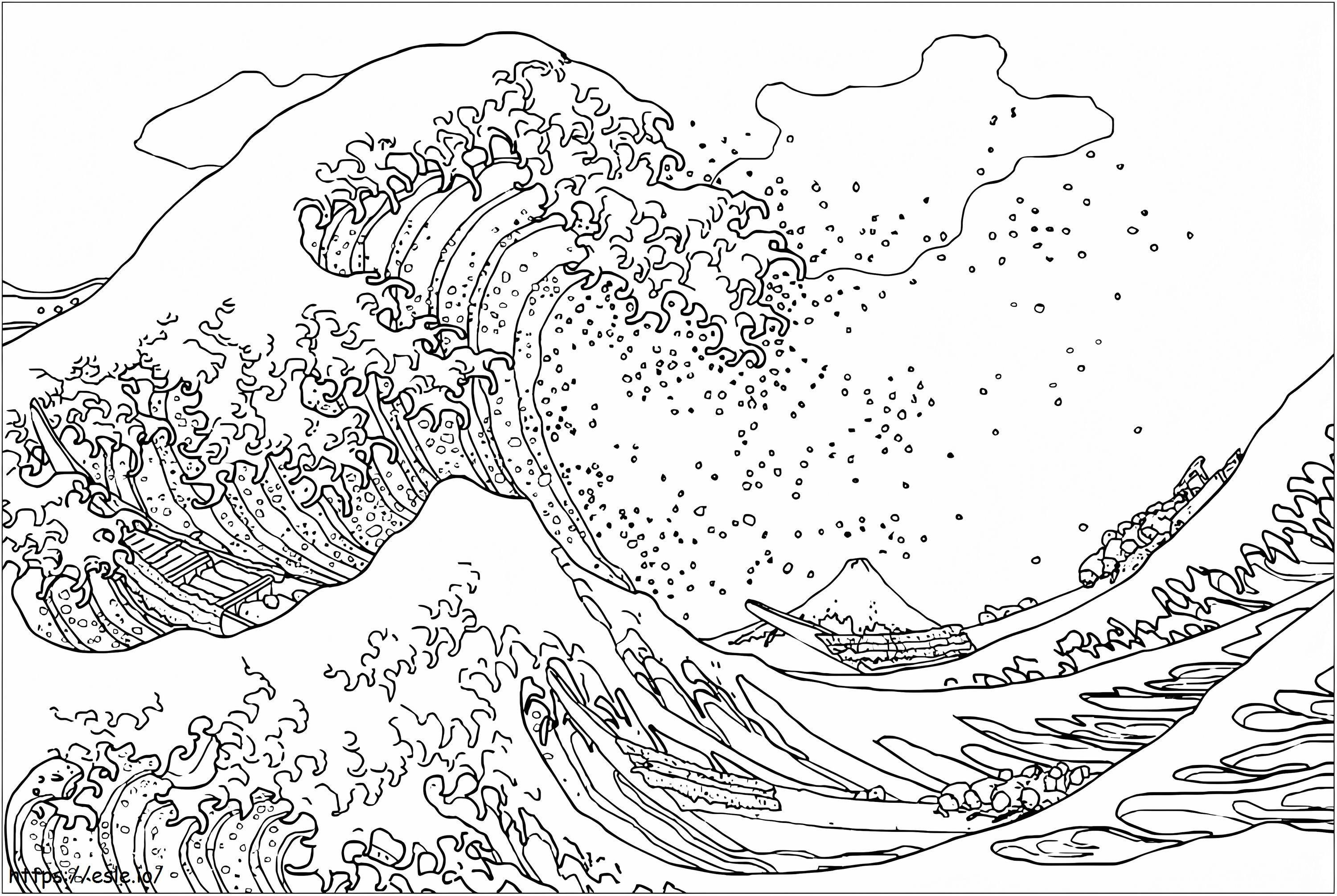 Tsunami Kangawa coloring page