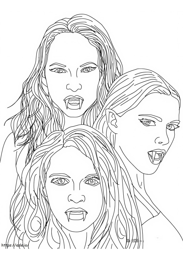 Trzy dziewczyny-wampiry kolorowanka