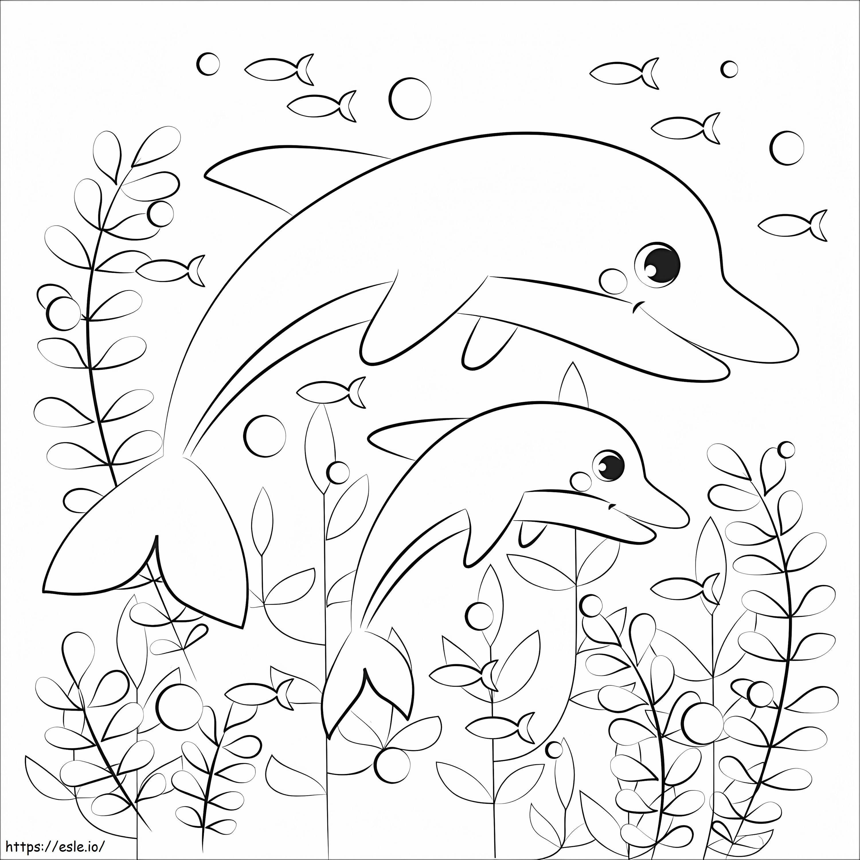 Coloriage Beaux dauphins à imprimer dessin