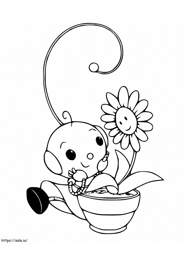 Zowie Polie And Cute Flower coloring page