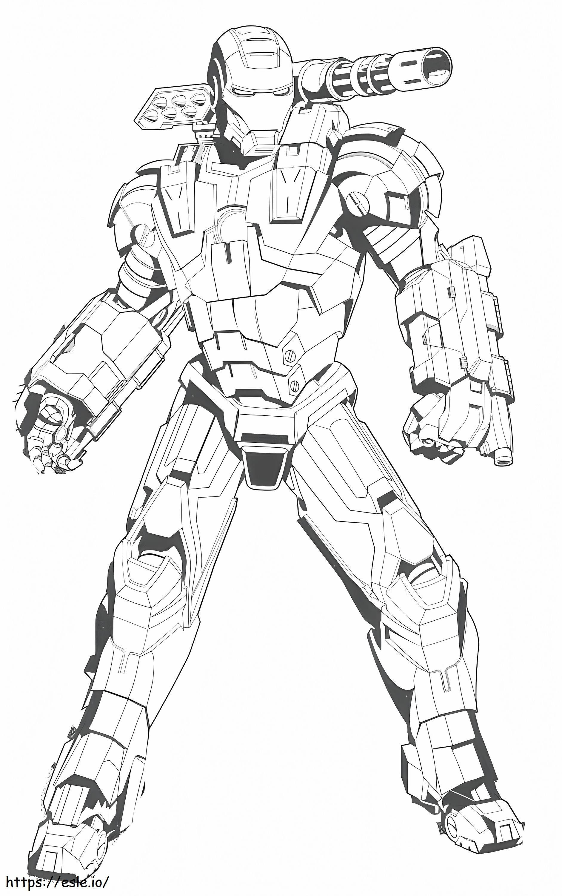 1560588386 Ironman With Gun A4 coloring page