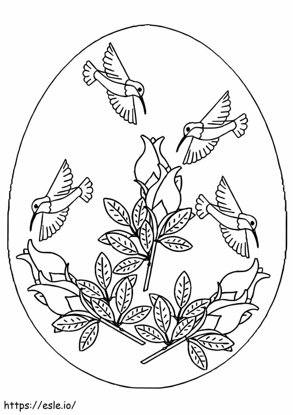 Birds And Flowers Easter Egg coloring page