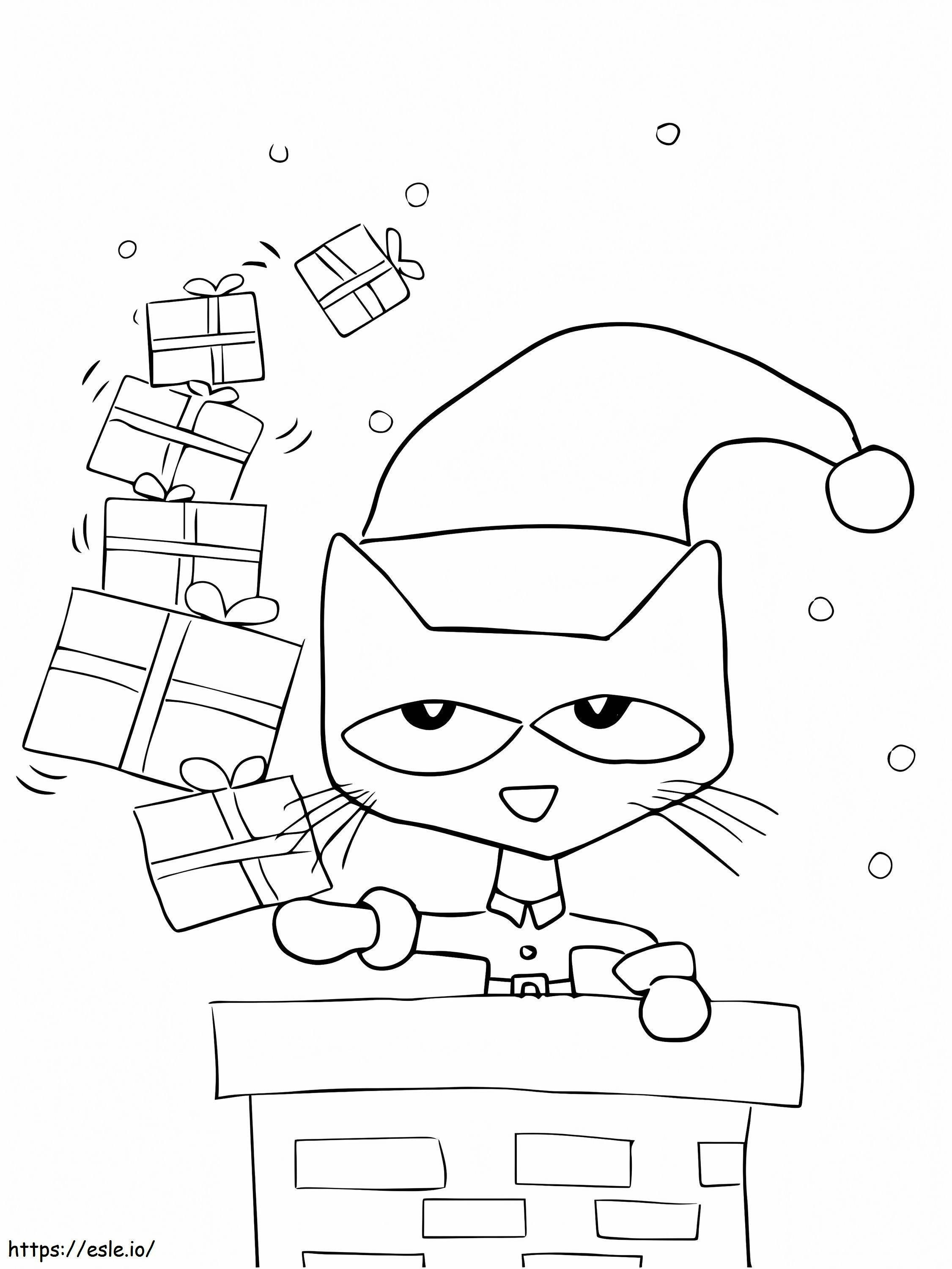 Christmas Pete The Cat coloring page
