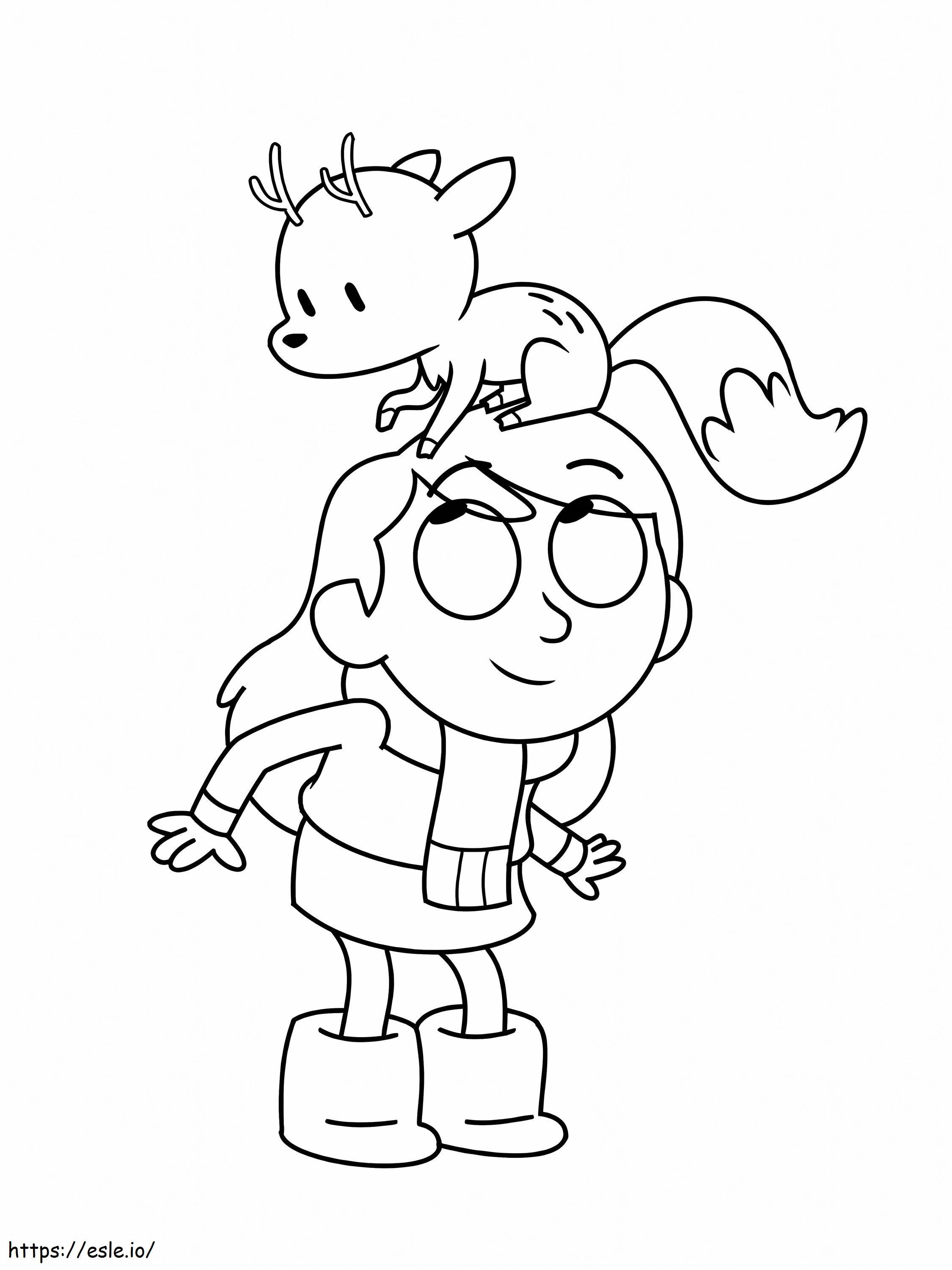 Coloriage Brindille sur la tête d'Hilda à imprimer dessin