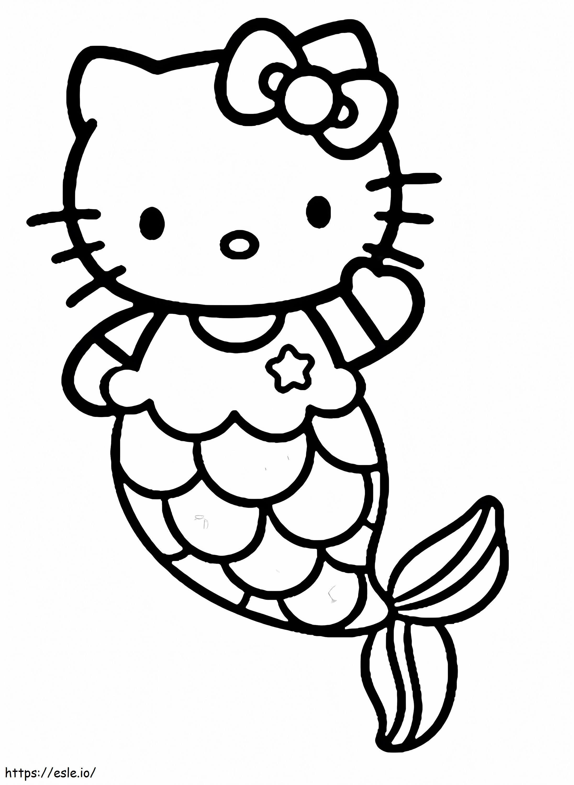 Coloriage Sirène Hello Kitty imprimable à imprimer dessin