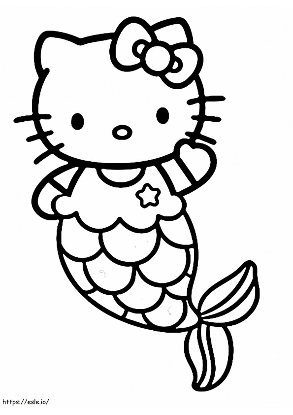 Afdrukbare Hello Kitty zeemeermin kleurplaat kleurplaat