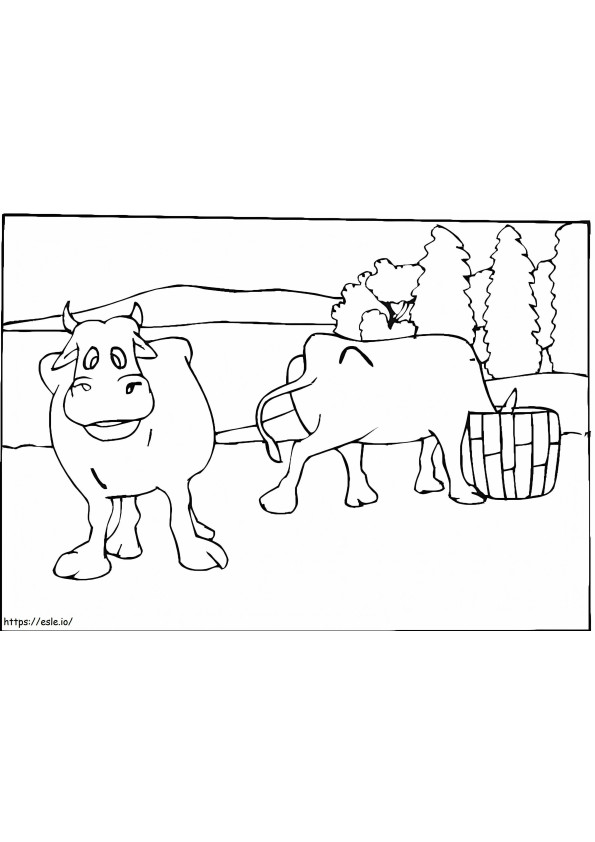 Lehmät värityskuva