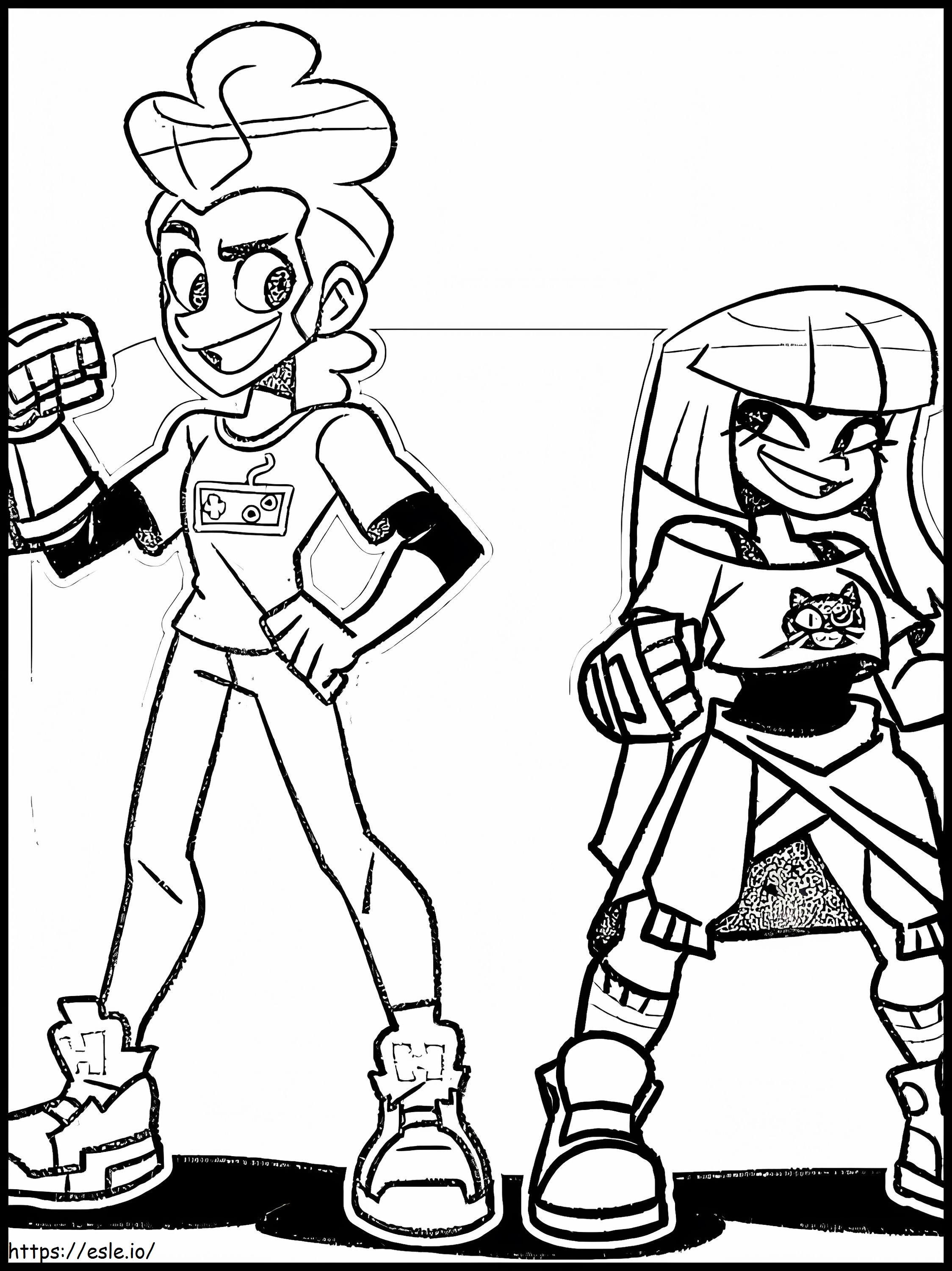 Coloriage High Five et Miko Kubota à imprimer dessin