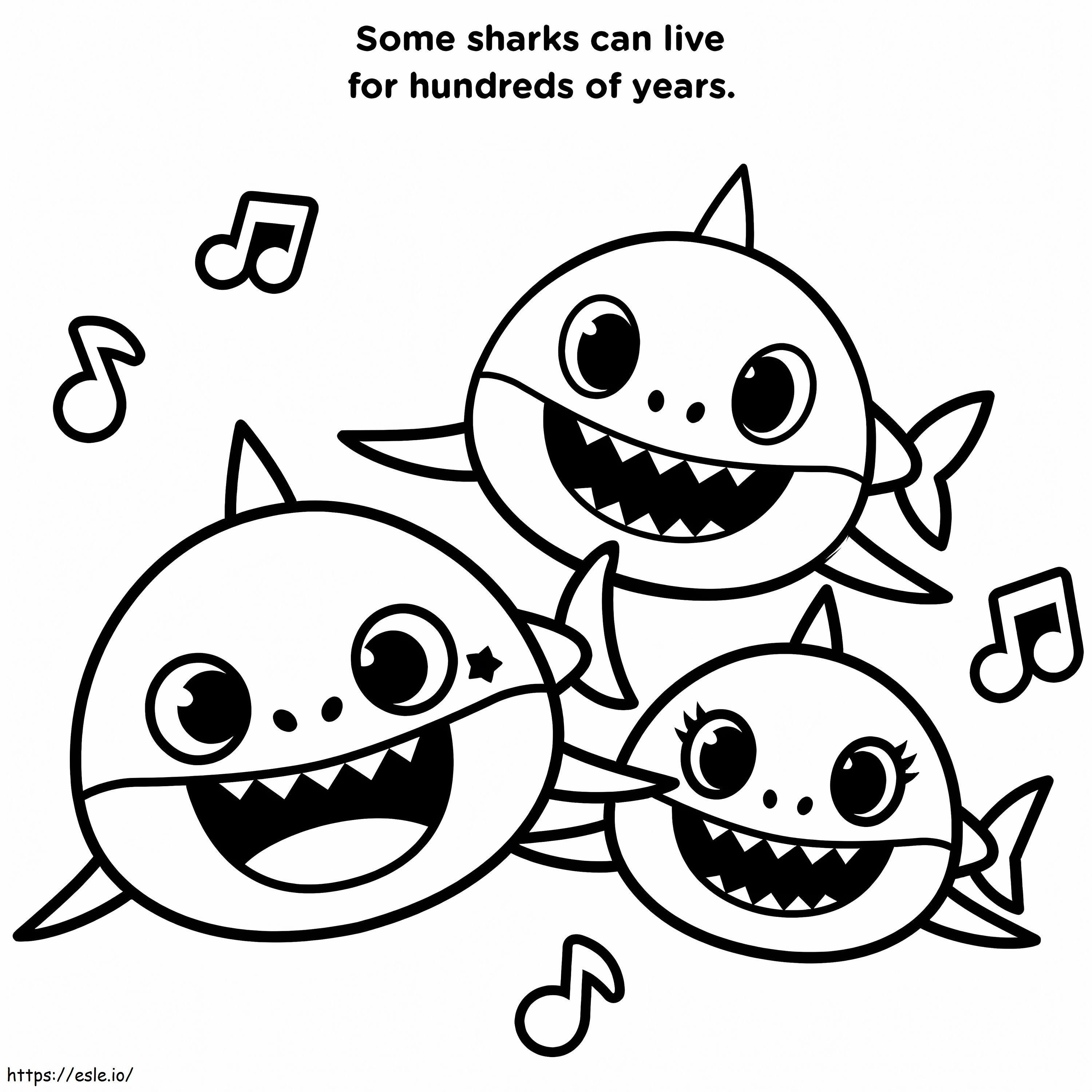 Canção do bebê tubarão para colorir