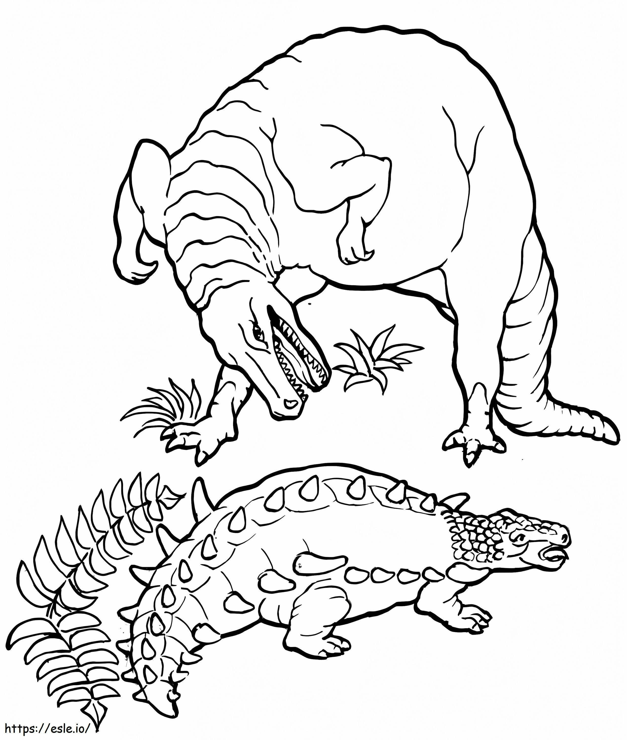 アンキロサウルスと T レックス ぬりえ - 塗り絵