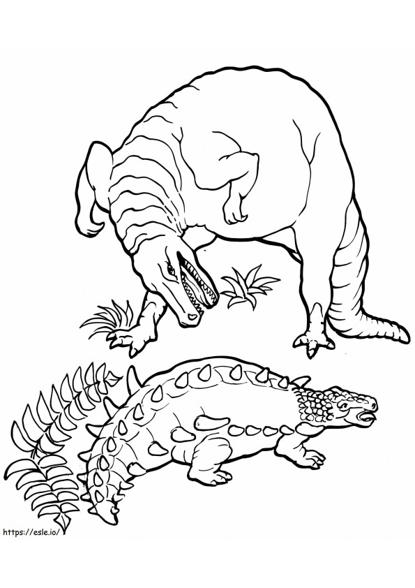 Ankylosaurus ja T Rex värityskuva