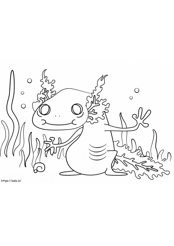 Coloriage Axolotl de dessin animé à imprimer dessin
