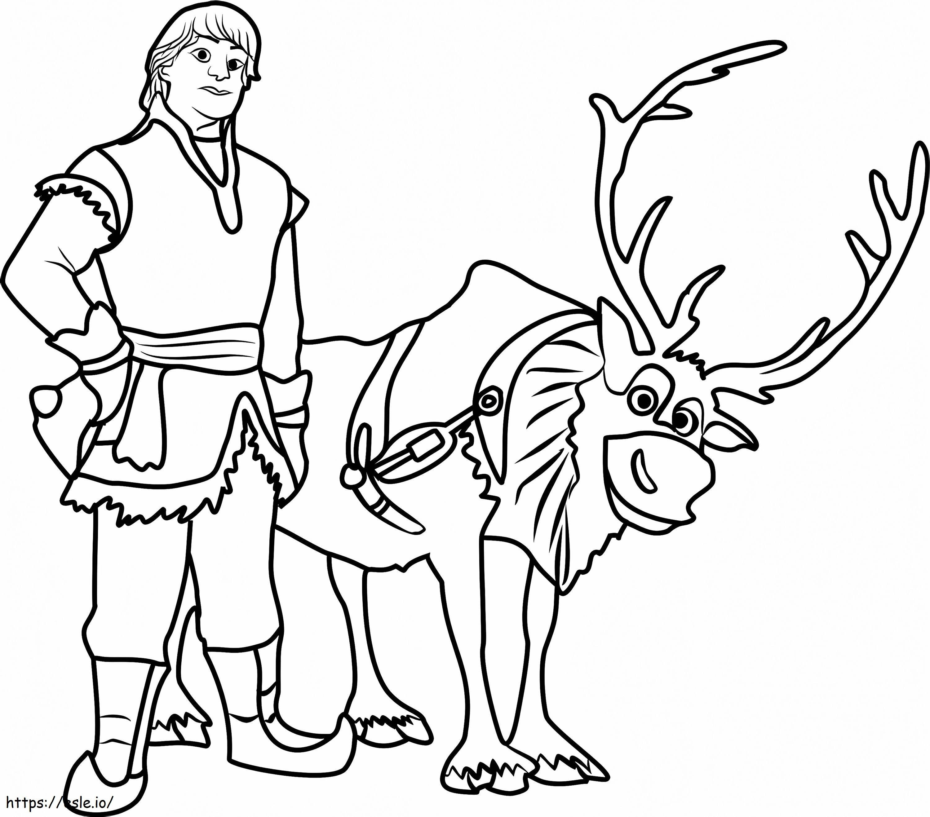 1531535446 Kristoff And Sven A4 coloring page
