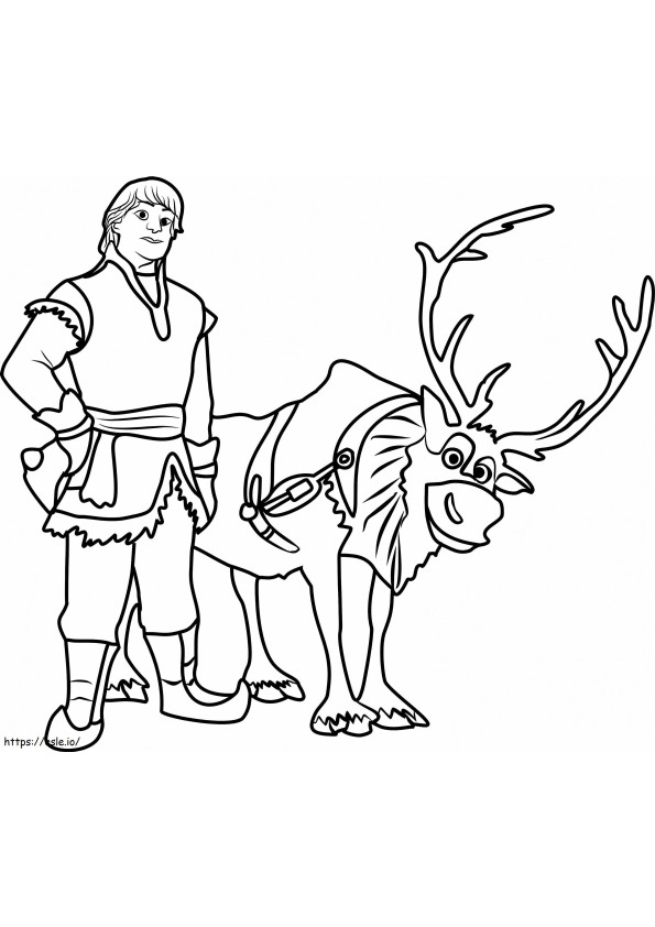 1531535446 Kristoff And Sven A4 coloring page