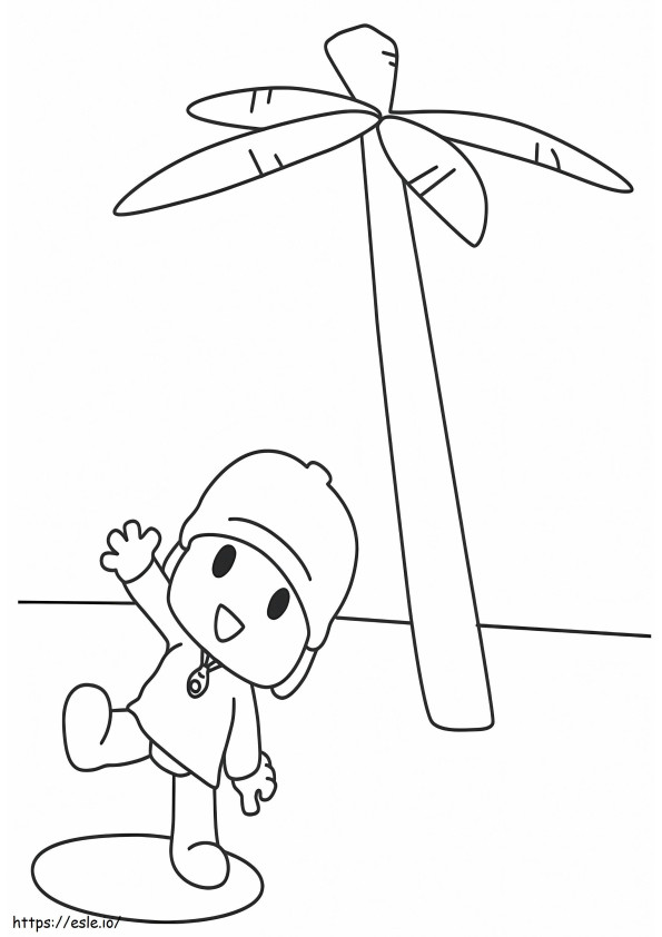 Pocoyo And Coconut Palm coloring page