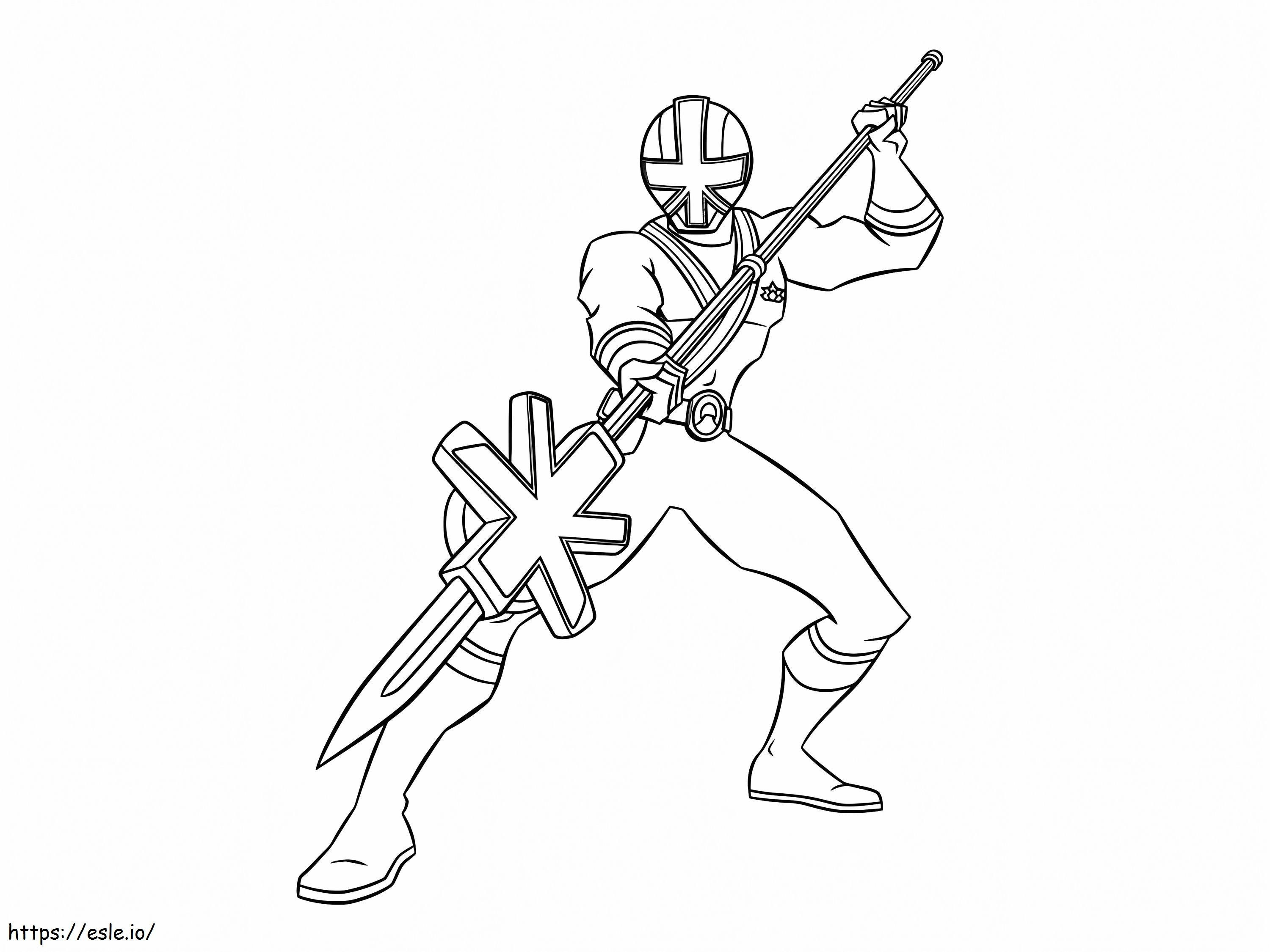 Power Rangers Samurai Holding A Spear coloring page