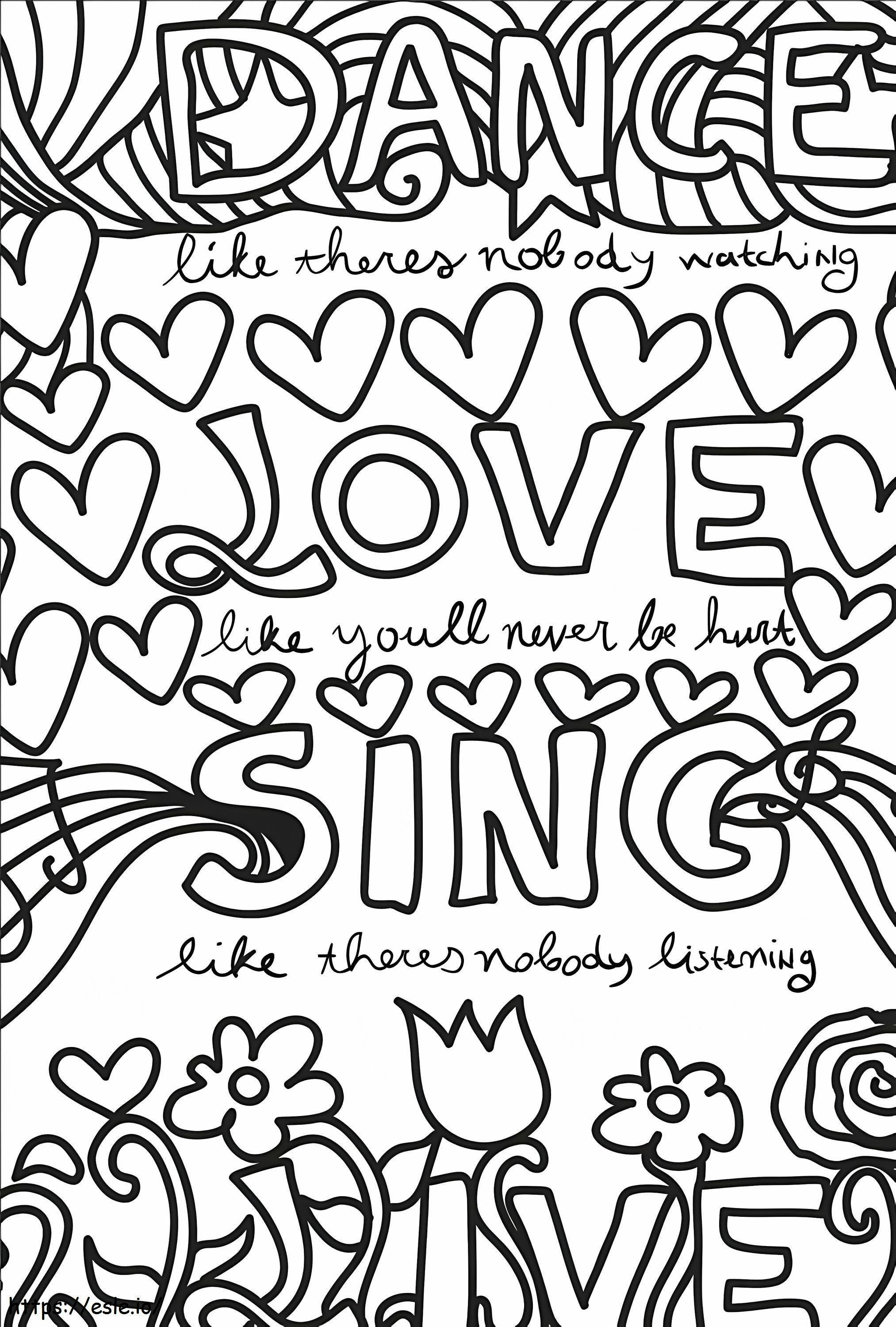 Dance Love Sing Live coloring page