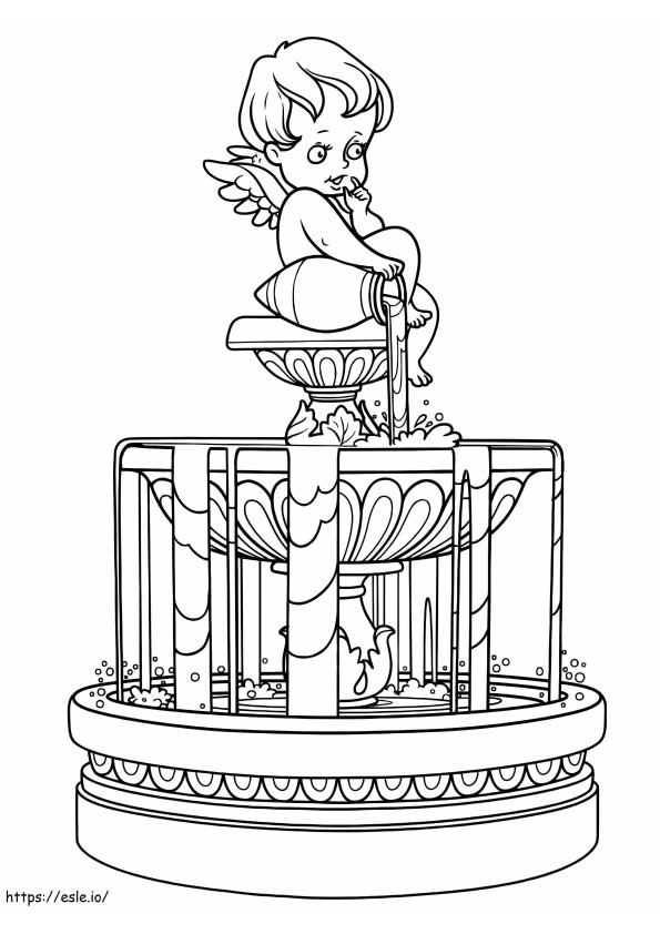 Cupid Fountain coloring page