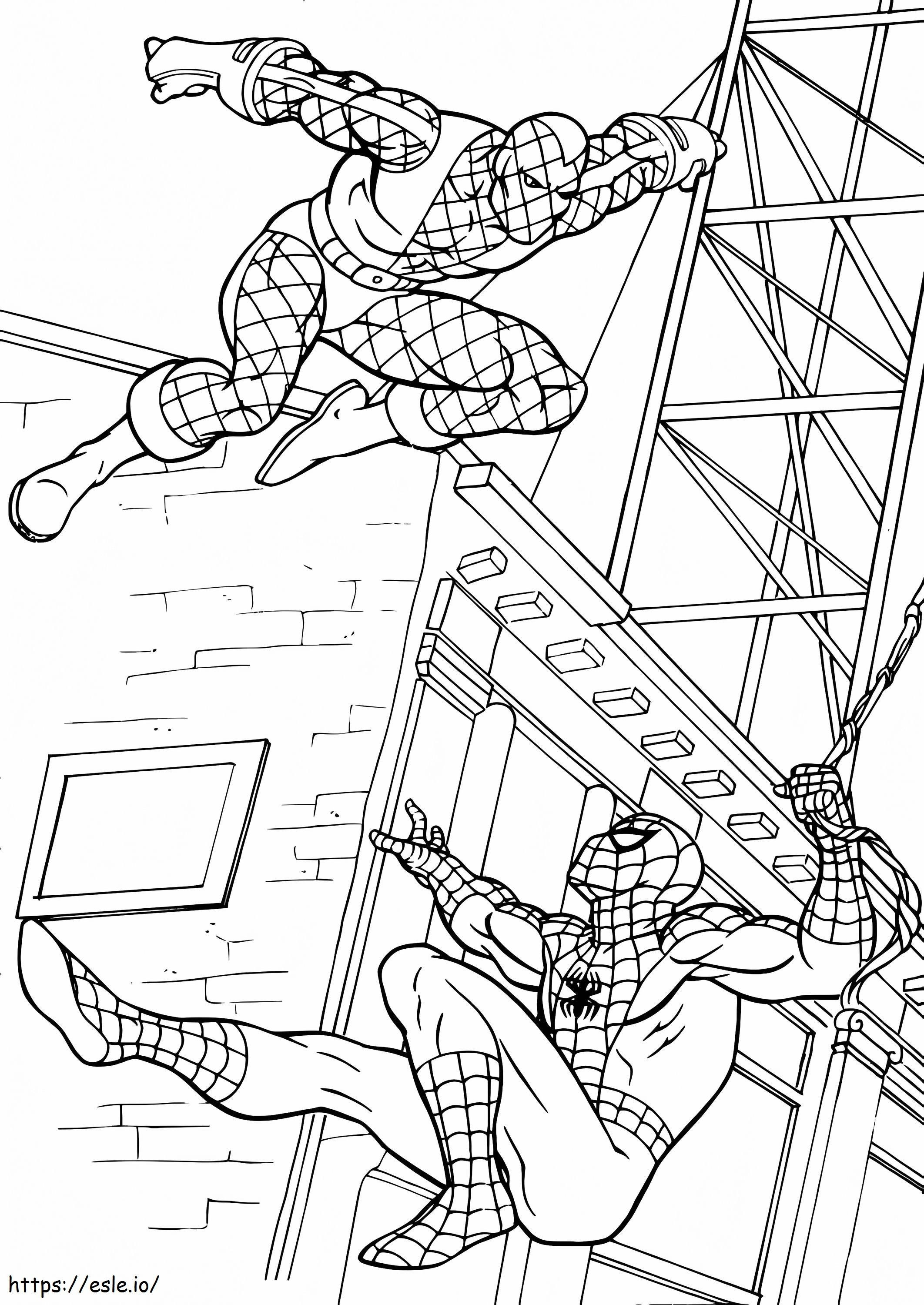 Spiderman versus slechterik kleurplaat kleurplaat